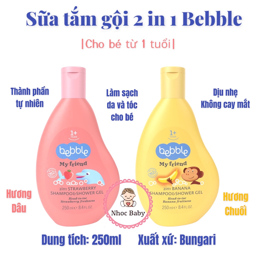 Sữa tắm gội 2 in 1 Bebble cho bé từ 1 tuổi