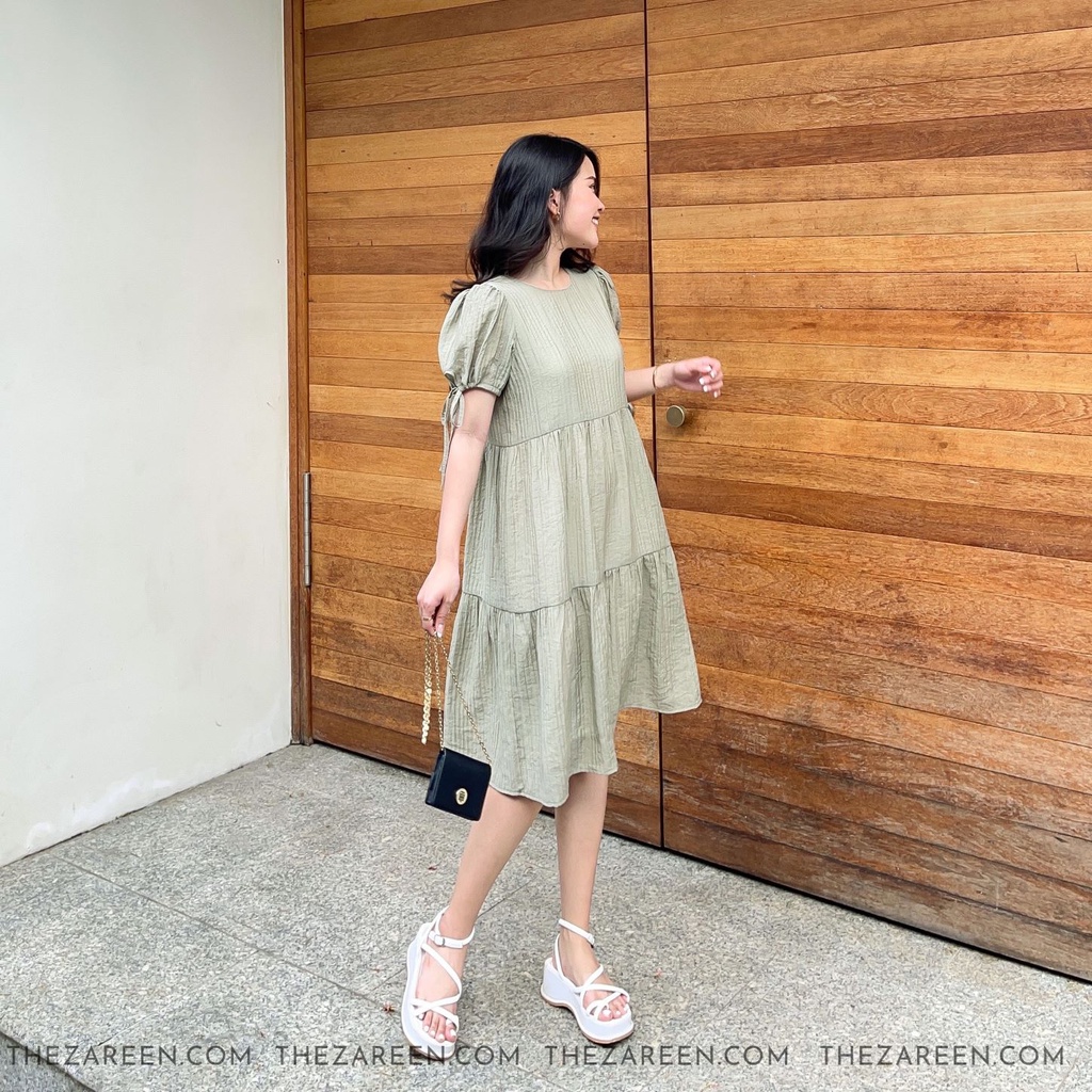 ĐẦM BABYDOLL THẮT NƠ ZAREEN DAX38 XANH RÊU | BigBuy360 - bigbuy360.vn