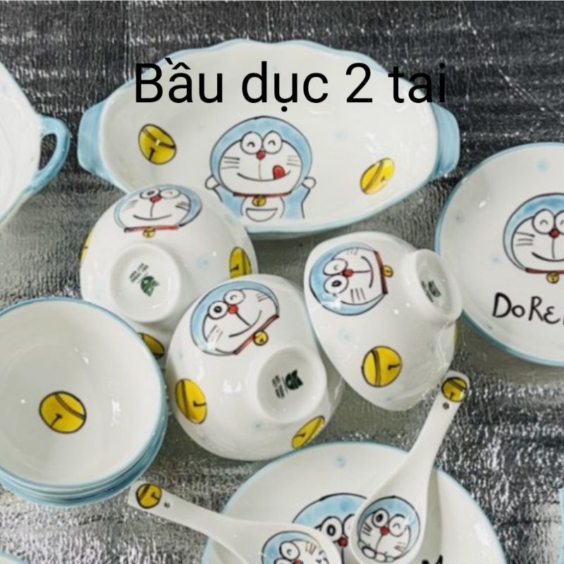 Bán lẻ bát đĩa vẽ hình chú mèo máy Doremon.Hàng sứ Bát Tràng.