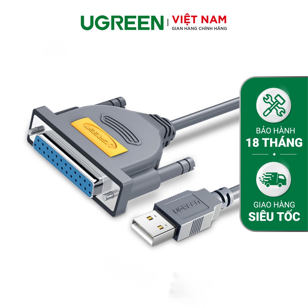 Cáp máy in UGREEN US167 20793 dài 1m USB 2.0 sang cổng BD25 Parallel