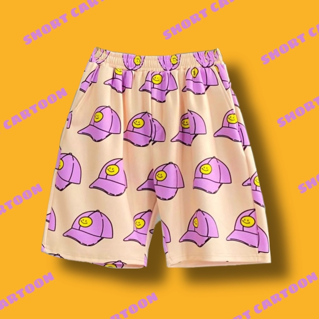 Set quần đùi cartoon và áo thun freesize hoạt hình unisex chất thun thoáng mát SIB105