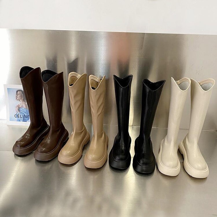 Giày bốt Martin cao gót mũi tròn phối khóa kéo thời trang cho nữ | BigBuy360 - bigbuy360.vn