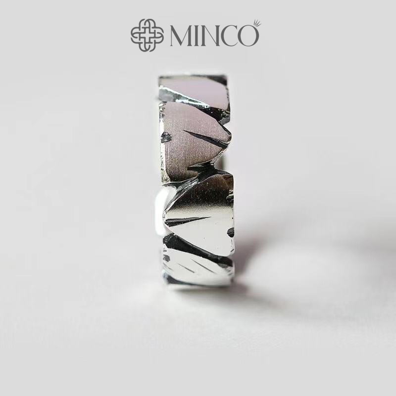 Nhẫn Nam Cliff Màu Bạc cao cấp Minco Accessories thiết kế độc đáo hình vách đá Phong Cách Cá Tính NT20