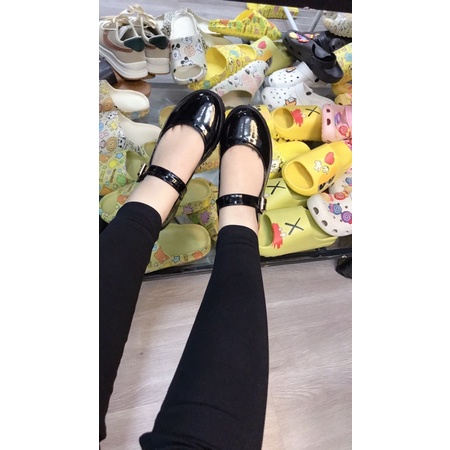 giày ulzzang nữ búp bê da bóng vintage quai ngang