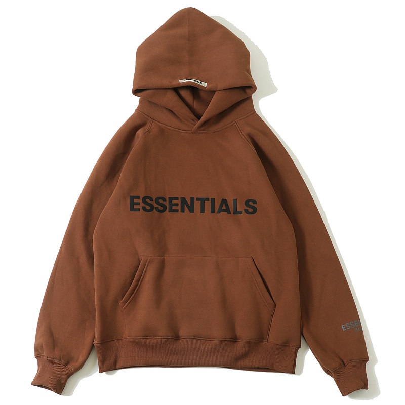 ❤ Ins Áo Hoodie lót nhung in chữ ESSENTIALS Convex phong cách Unisex