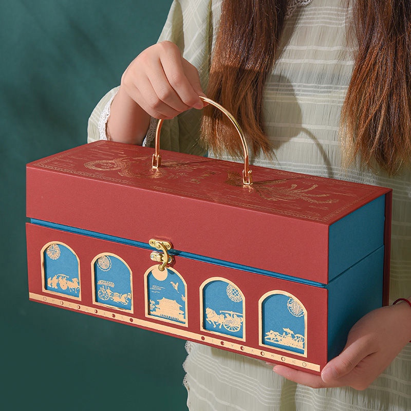 Mid-autumn festival gift box bao bì hộp rỗng hộp quà tặng hộp quà tùy chỉnh phong cách quảng đông su-style 6 chiếc gói 8 chiếc