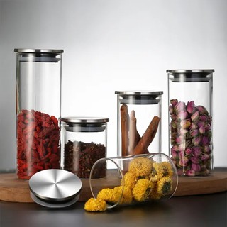[ĐỦ SIZE] Hũ thủy tinh tròn nắp inox hít kín hơi 750ml - 1L- 1.5L - 2L - SAPATA