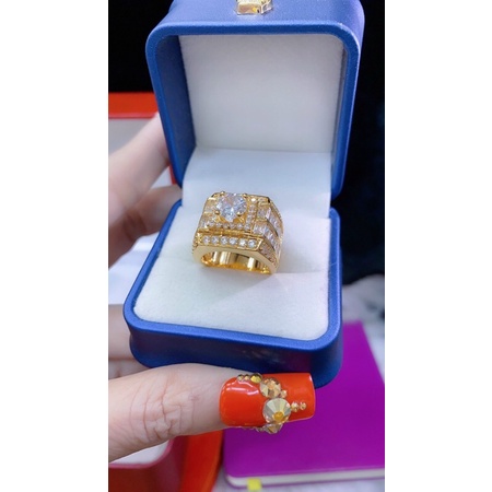 𝗡𝗵𝗮̂̃𝗻 nam hột đá siêu sáng mạ vàng 18k Kami
