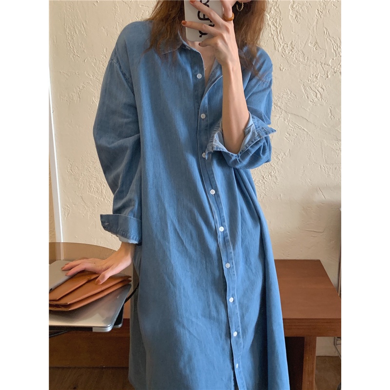 Váy Sơ Mi Denim Dài Rộng Rãi 45911