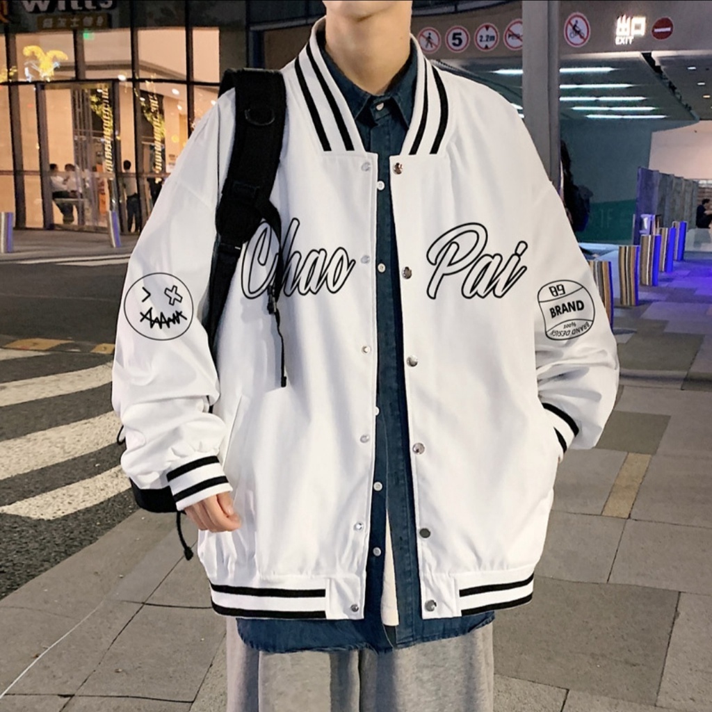 Áo khoác dù unisex form rộng CHAOPAI varsity jacket nam nữ hottrend bomber 2 lớp streetstyle hình thêu cao cấp LECHAU