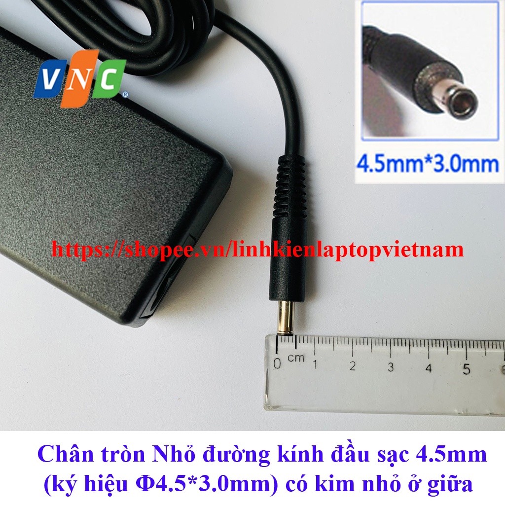 ⚡ Sạc laptop Dell Oval 19.5V 2.31A 45W chân kim nhỏ - XPS 13 - Adapter tặng kèm dây nguồn