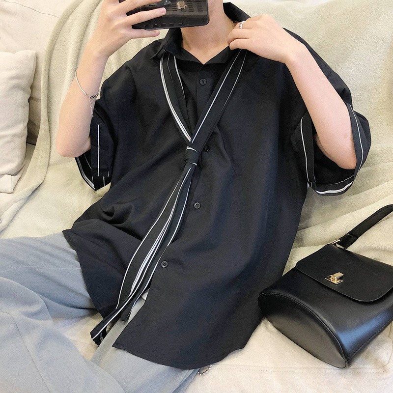 [Mã FAMAYMA2 giảm 10K đơn 50K] Áo Sơ Mi Nam Ngắn Tay Phối Cà Vạt Thanh Lịch Kiểu Dáng Hàn Trẻ Trung SOMI NAM 9000015 | BigBuy360 - bigbuy360.vn