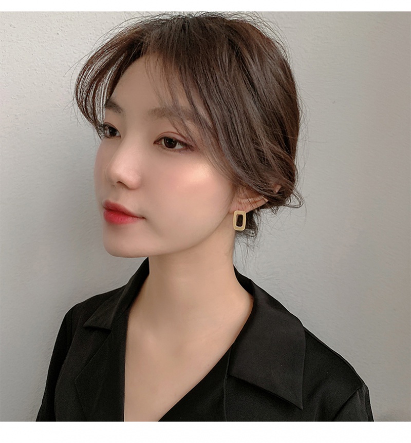 Bông Tai Kim Bạc Hình Vuông Phong Cách Retro Cho Nữ