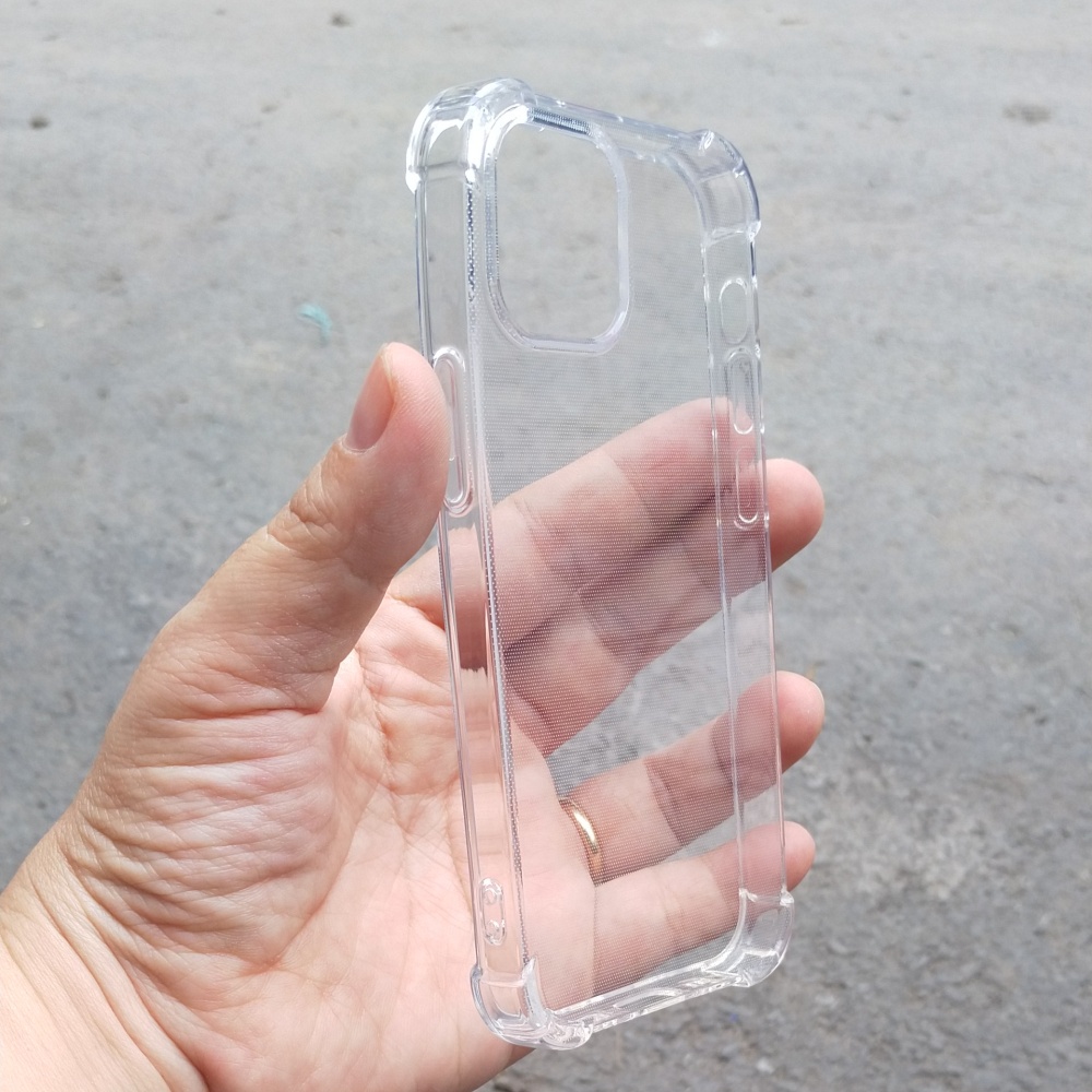 Ốp lưng chống sốc gờ cao 4 góc màu trong cho iPhone 11 12 13 Pro Max  giá rẻ