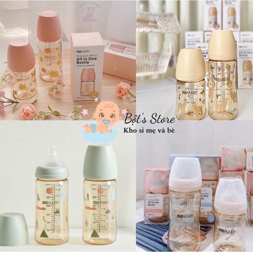 Bình sữa MOYUUM CHÍNH HÃNG nội địa Hàn Quôc 170ml và 270ml họa tiết đám mây, lạc đà, hoa cúc