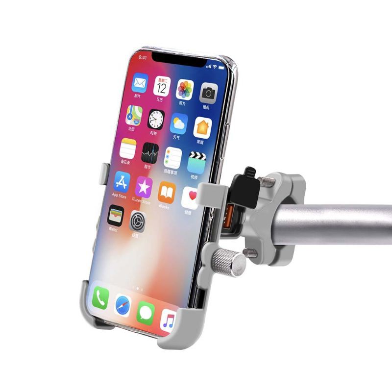 Giá đỡ điện thoại gắn trên tay lái kèm cổng sạc nhanh usb dành cho xe máy