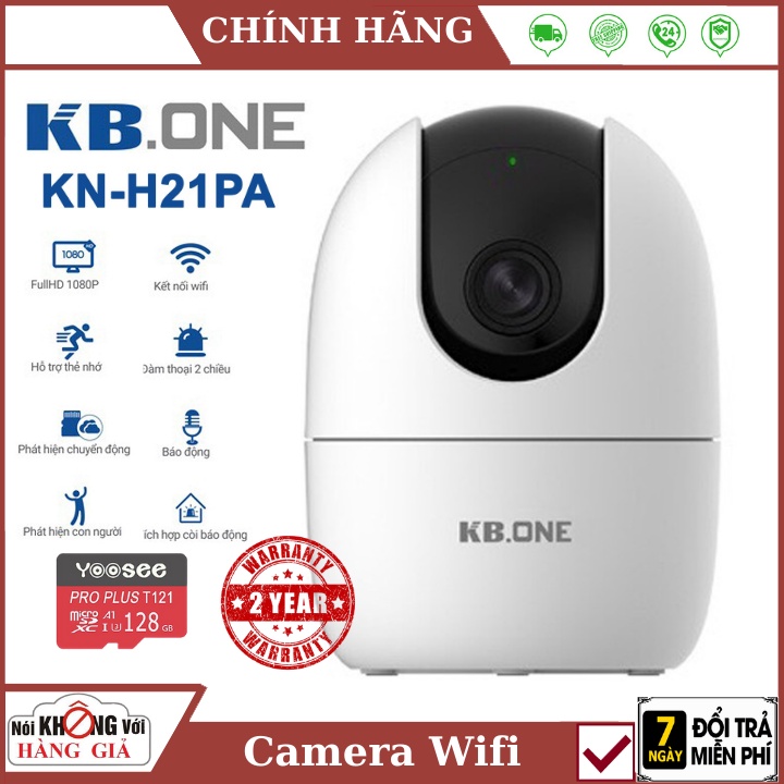Camera IP Wifi KBONE KN-H21PA 2.0 Megapixel, Xoay 360 độ, còi báo động, đàm thoại 2 chiều, theo dõi chuyển , BH 2 năm
