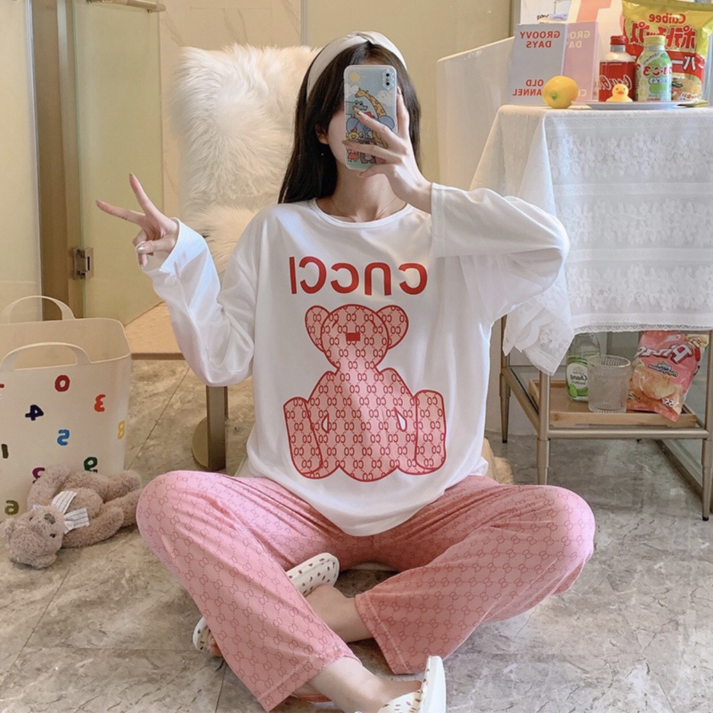 Đồ Bộ Nữ Thun Tay Dài Quần Dài <3 Đồ Ngủ Thun Dài Tay Đẹp Freesize 40-70kg | BigBuy360 - bigbuy360.vn