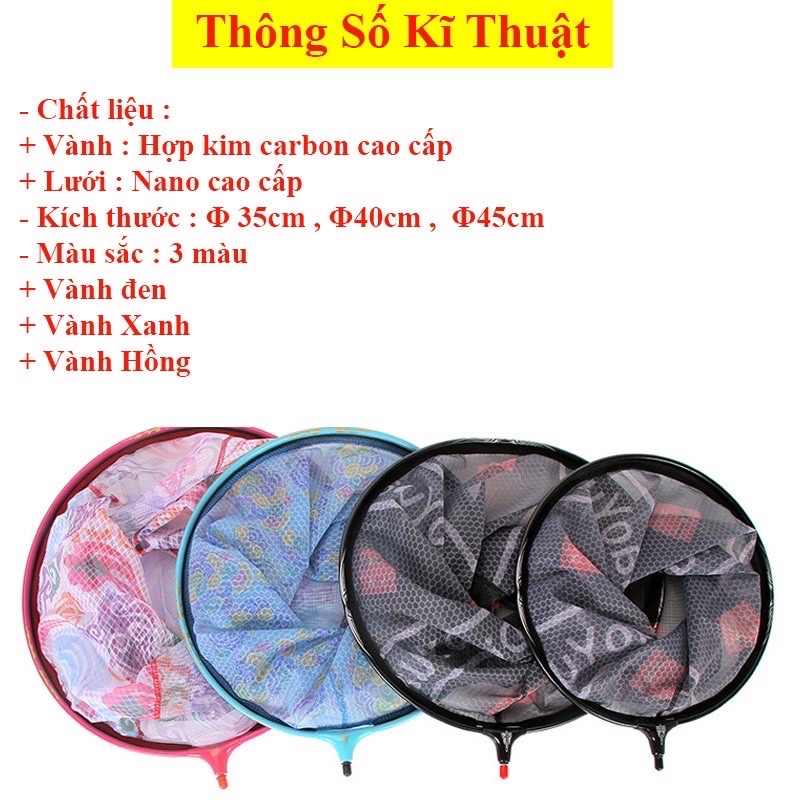 [Cao Cấp] Mặt Vợt Cá Carbon vành tròn 35cm 40cm 45cm Chuyên Câu Đơn Câu Đài LK-2