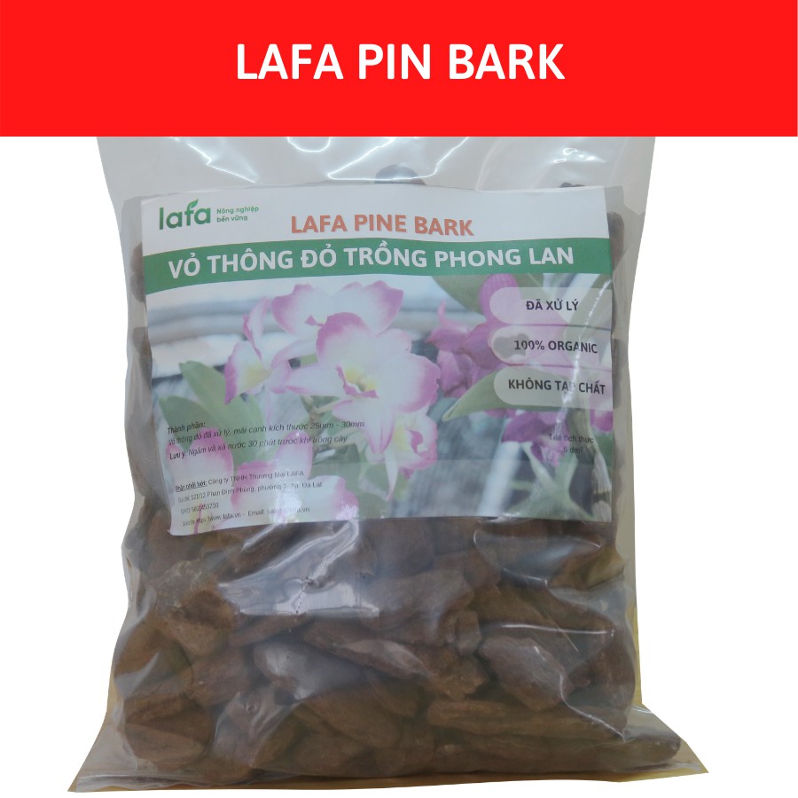 Vỏ thông đỏ trồng hoa lan đã xử lý LAFA PINE BARK túi 1kg