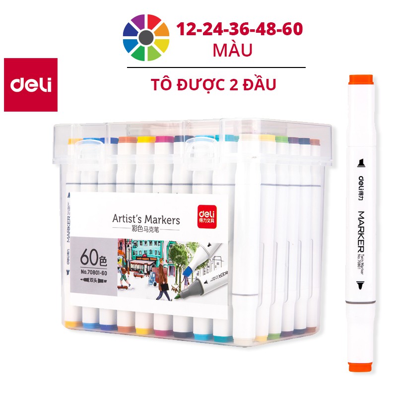 Bút màu marker hai đầu Deli - Bút dấu dòng - Màu vẽ cao cấp - 70801 #8