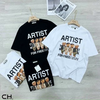 Áo phông nữ hàng shop_áo phông cotton_áo cộc tay in hình gấu