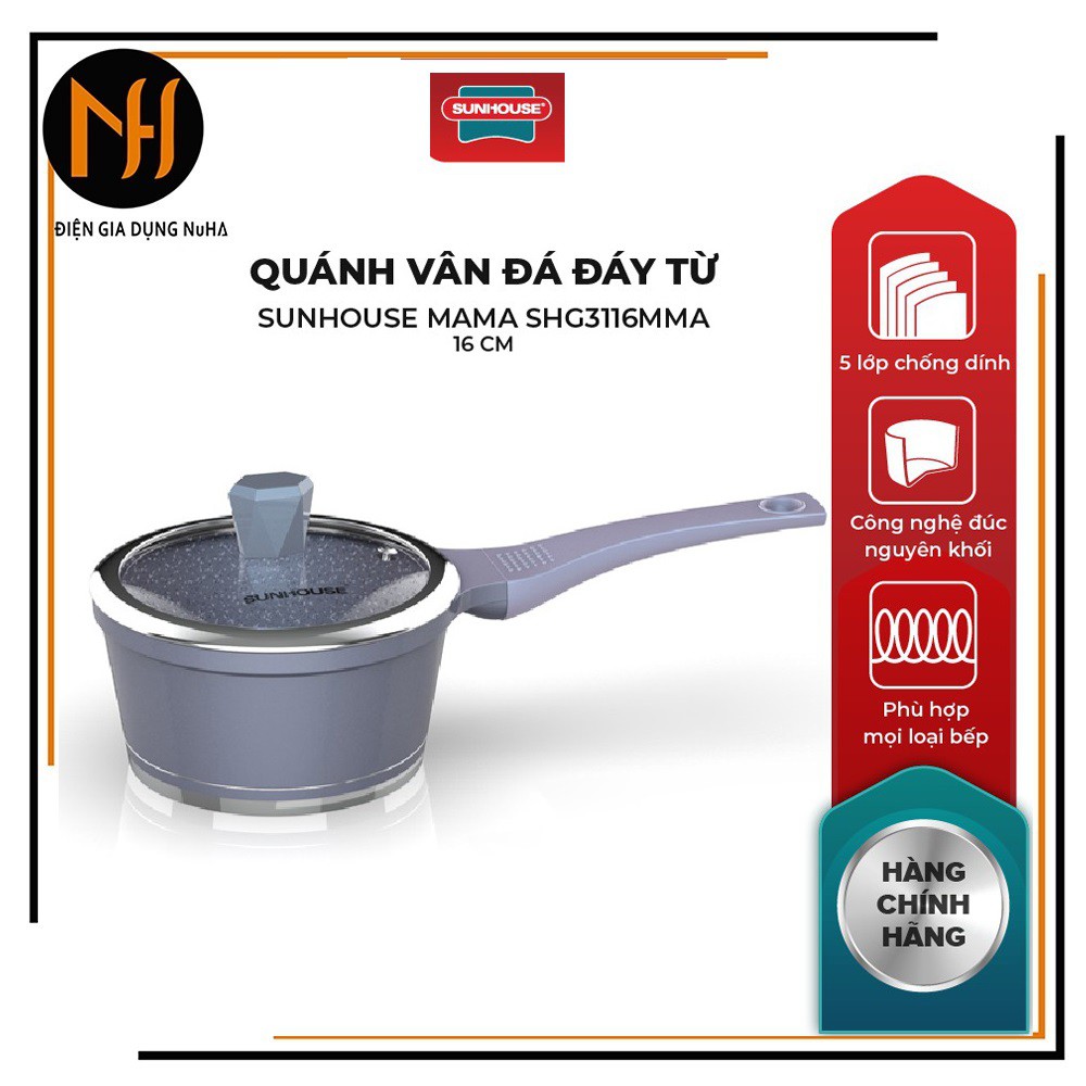 QUÁNH VÂN ĐÁ ĐÁY TỪ SUNHOUSE MAMA SHG3116MMA, dùng mọi loại bếp