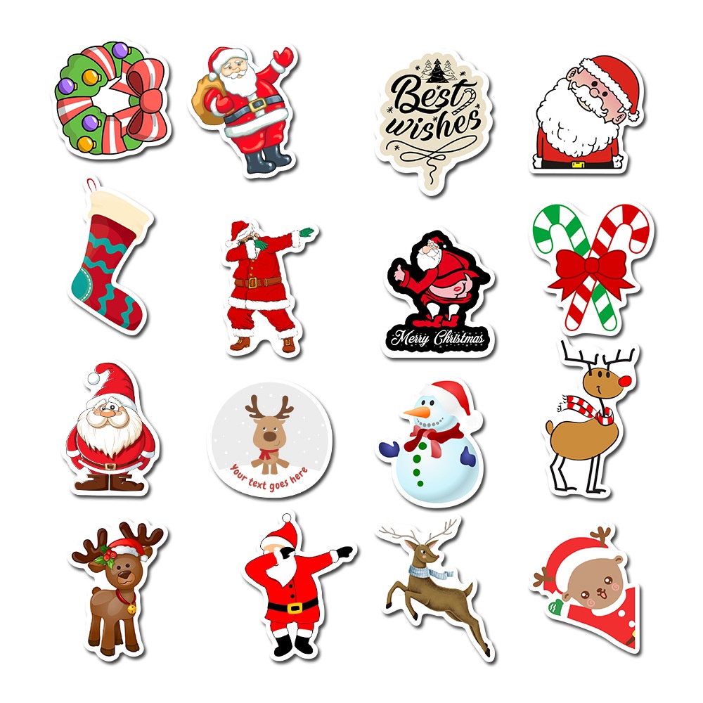 Sticker dán laptop chống nước, trang trí DIY chủ đề giáng sinh, hình dán mũ bảo hiểm sét 50 miếng