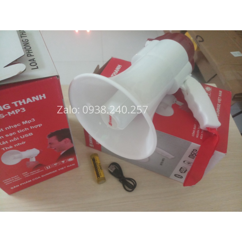 Loa phóng thanh cầm tay sunrise sh7s mp3 kèm pin sạc, còi báo động, ghi âm và phát lại