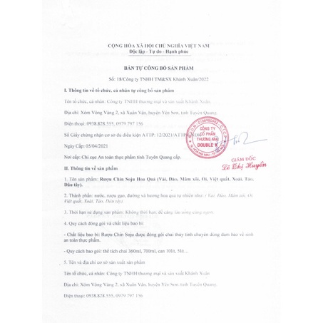 Soju Chin Hàn Quốc Trái Cây Lên Men Tự Nhiên