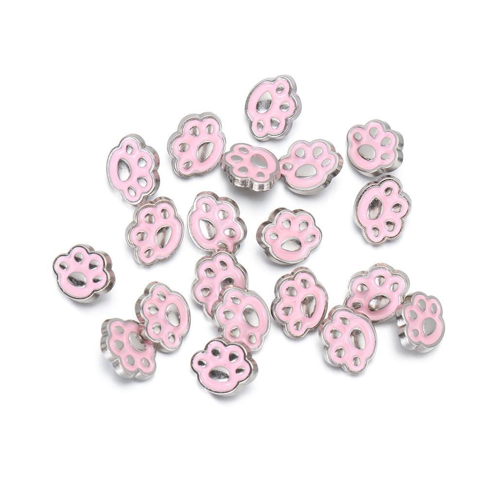 Set 1 / 20 Nút Cài Mini Hình Dấu Chân Mèo Dễ Thương Trang Trí Quần Áo Búp Bê DIY