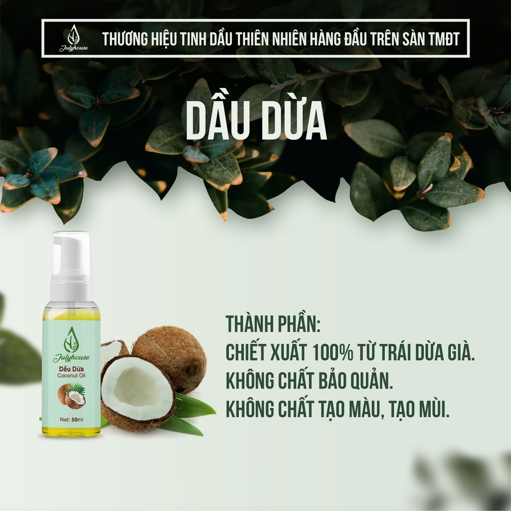 Dầu Dừa giúp phục hồi và dưỡng tóc chắc khỏe 100ml JULYHOUSE