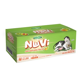 [CÓ THẺ ĐỔI QUẢ] Thùng 24 túi NuVi Sữa chua Đào Táo Ép túi 110 ml - Thương Hiệu NUTIFOOD - YOOSOO MALL