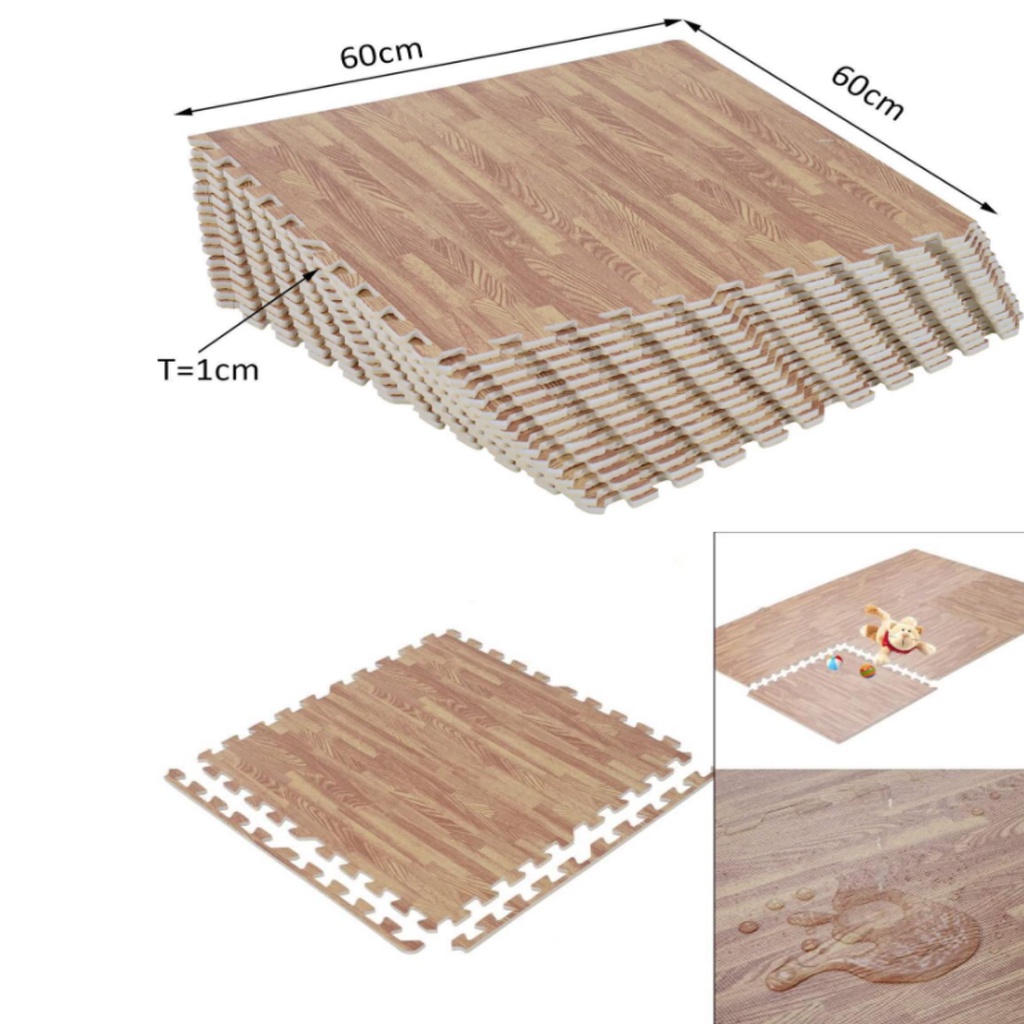 Thảm xốp vân gỗ lót sàn 1 bộ 6 miếng 60x60 cm - CAO CẤP