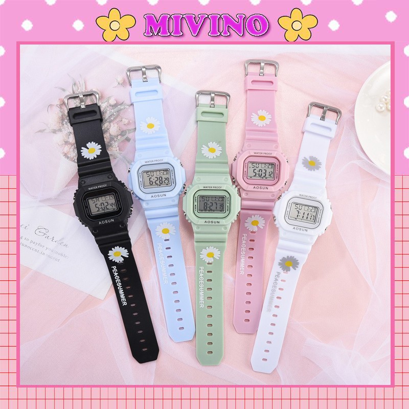 Đồng hồ điện tử nam nữ thời trang hoa cúc siêu hot DH106