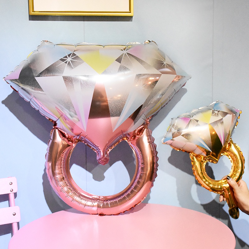 Bong Bóng Hình Nhẫn Kim Cương Lớn Bằng Nhôm Trang Trí Phòng Cưới / Valentine