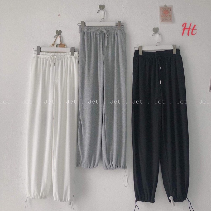quần thun dài trơn dây rút gấu kéo ra thành ống rộng