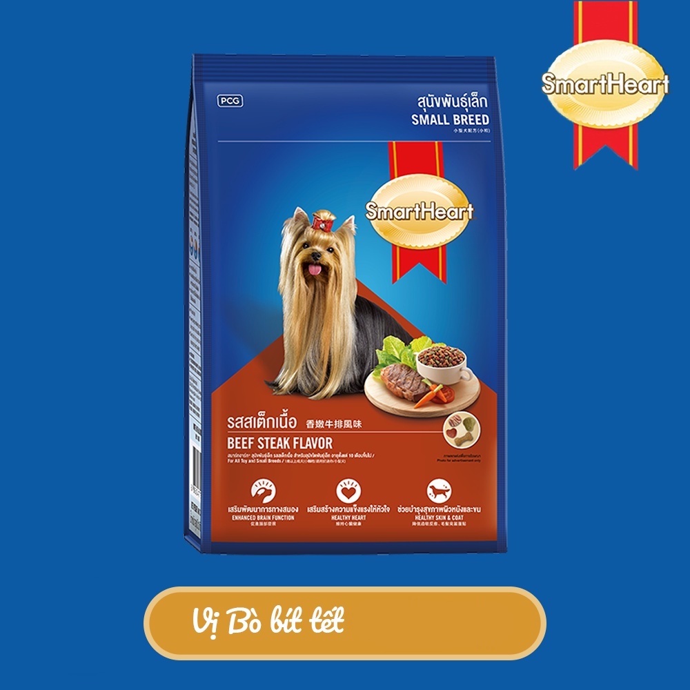 Thức ăn hạt cho Chó giống nhỏ Smartheart Small Breed Vị thịt bò nướng Gói 400g Bổ sung dinh dưỡng hoàn chỉnh Tiêu hóatốt