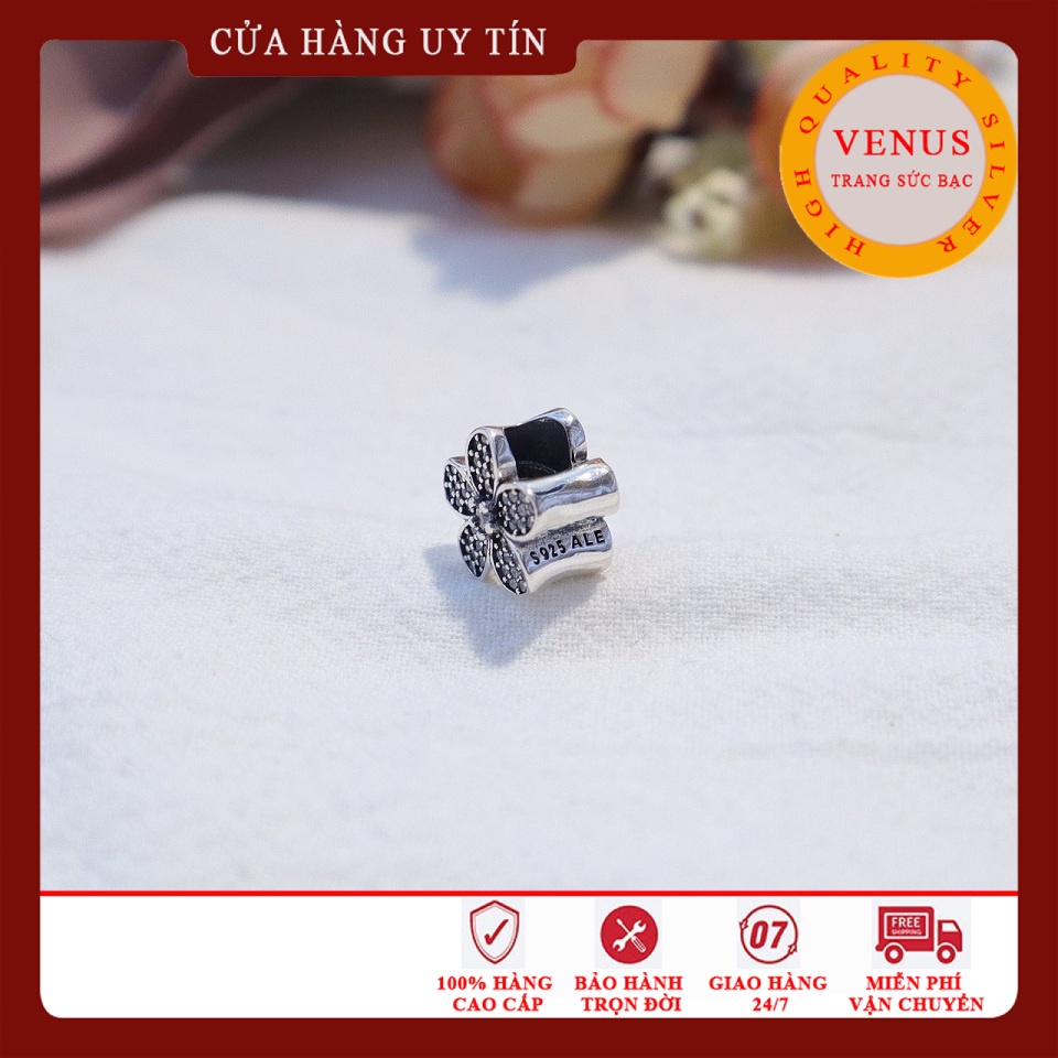 [Charm bạc 925 cao cấp] Charm bông hoa daisy 5 cánh gắn đá nhỏ- Mã sản phẩm VENUSH5C