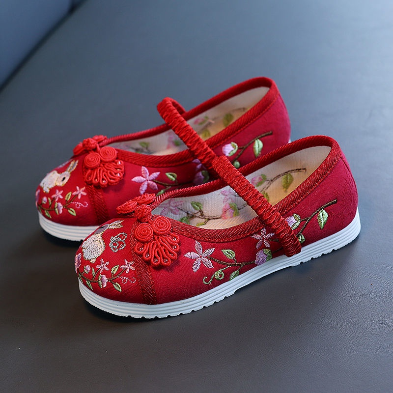Giày Vải Thêu Thủ Công Phong Cách Dân Tộc Bắc Kinh Cổ Điển Cho Bé Gái