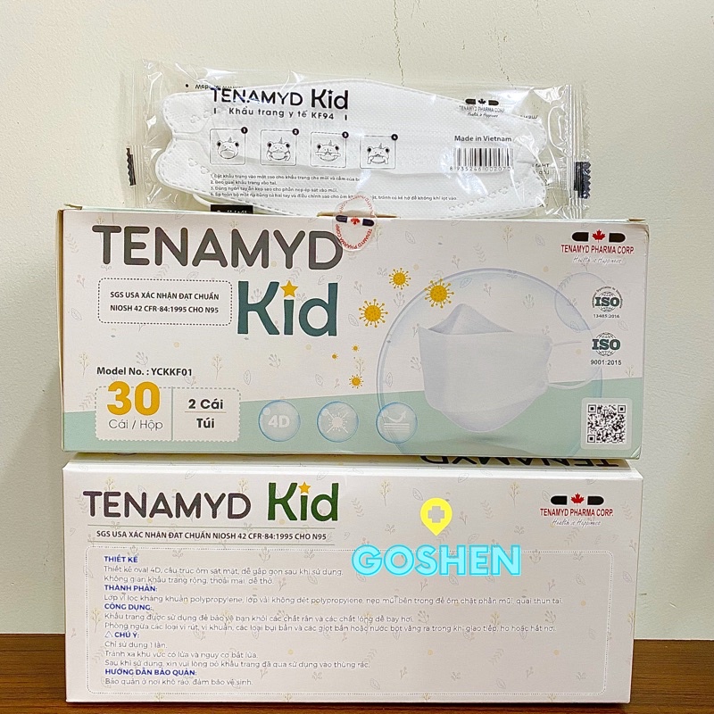 Khẩu Trang Trẻ Em (4-15tuổi) dòng Cao Cấp KF94 Tenamyd Kid 4 lớp Chuẩn NIOSH N95
