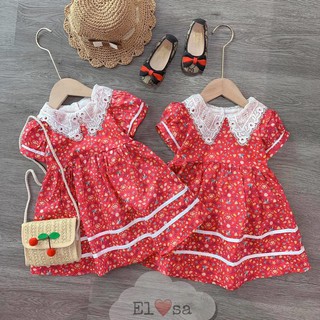 Váy bé gái - VÁY HỌA TIẾT NHÍ CỔ REN TAM GIÁC SIÊU XINH 💐 💐 💐