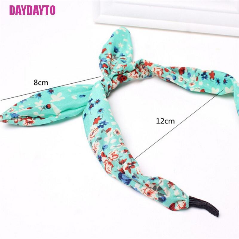 Băng Đô Cài Tóc Thắt Nơ In Họa Tiết Hoa &amp; Bướm Bằng Vải