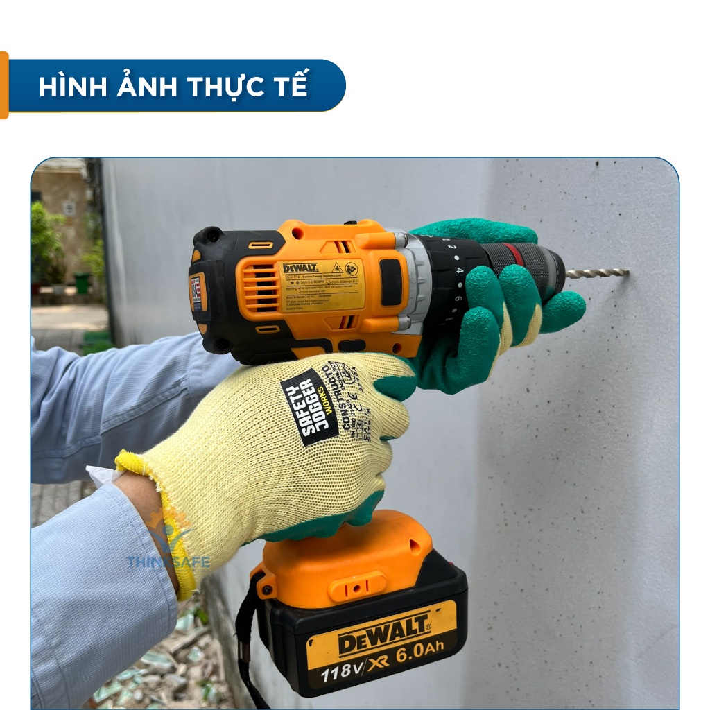 Găng tay bảo hộ lao động Jogger Constructor phủ cao su Pu siêu bám, chắc tay, ôm tay thao tác linh hoạt - THINKSAFE