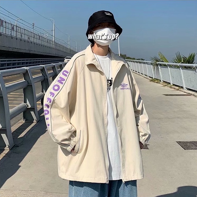 Áo Khoác Bomber Dáng Rộng In Chữ Thời Trang Hàn Quốc Cá Tính Cho Nam Nữ