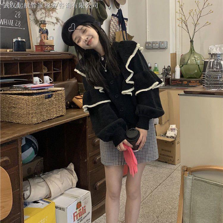Áo Sweater Dệt Kim Phối Bèo Phong Cách Hàn Quốc Nhật Bản Thời Trang Thu Đông Mới Cho Nữ