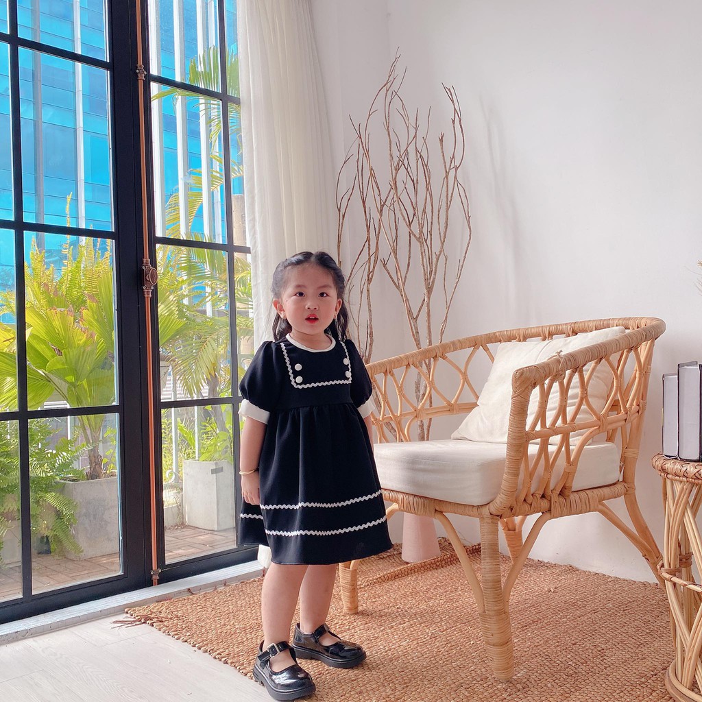 [Mã ICB1219 giảm 25% đơn 50K] ĐẦM ĐEN NÚT Ano baby house