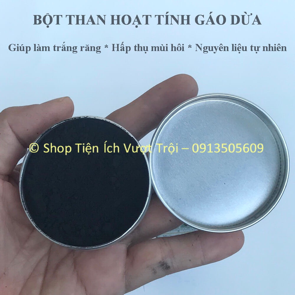 Hộp bột làm trắng răng than hoạt tính gáo dừa, hấp thụ độc tố, khử mùi hôi trong miệng, an toàn, rẻ-Tiện Ích Vượt Trội