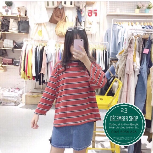 ÁO THUN TAY DÀI THU ĐÔNG SỌC KẸP STYLE UZZANG CỰC XINH