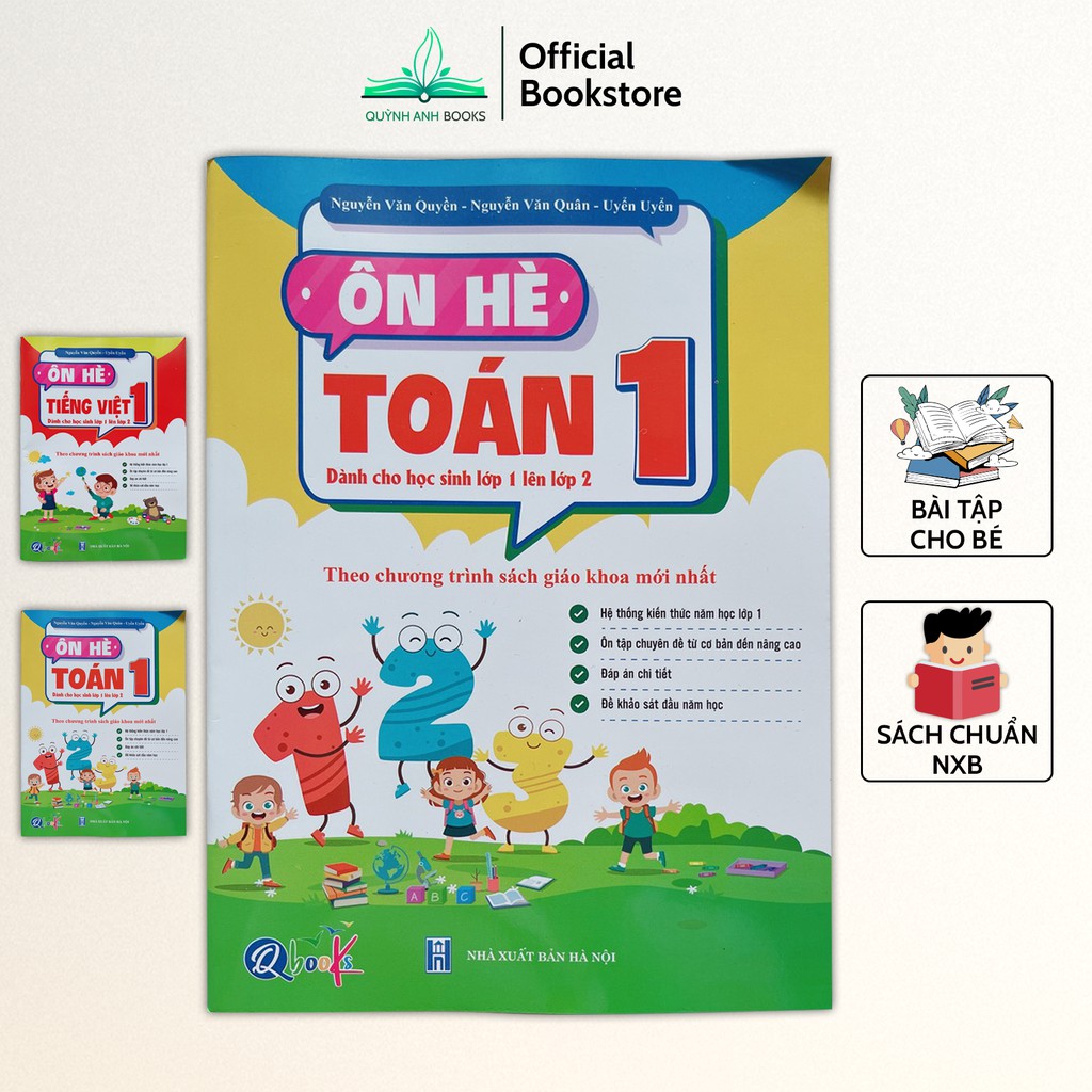 Sách - Combo Ôn hè toán và tiếng việt 1 dành cho học sinh lớp 1 lên lớp 2 (Chương trình mới) - NPH Qbooks